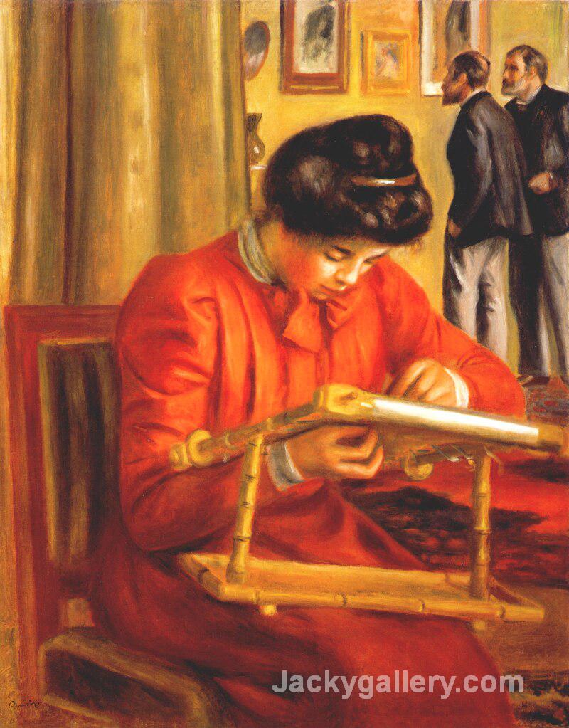 Christine Lerolle Embroidering by Pierre Auguste Renoir paintings reproduction